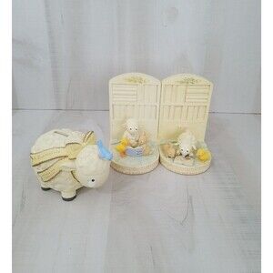 Dayspring Really Woolly Bookends Lamb The Lord Bless You Nursery Baby Decor Set